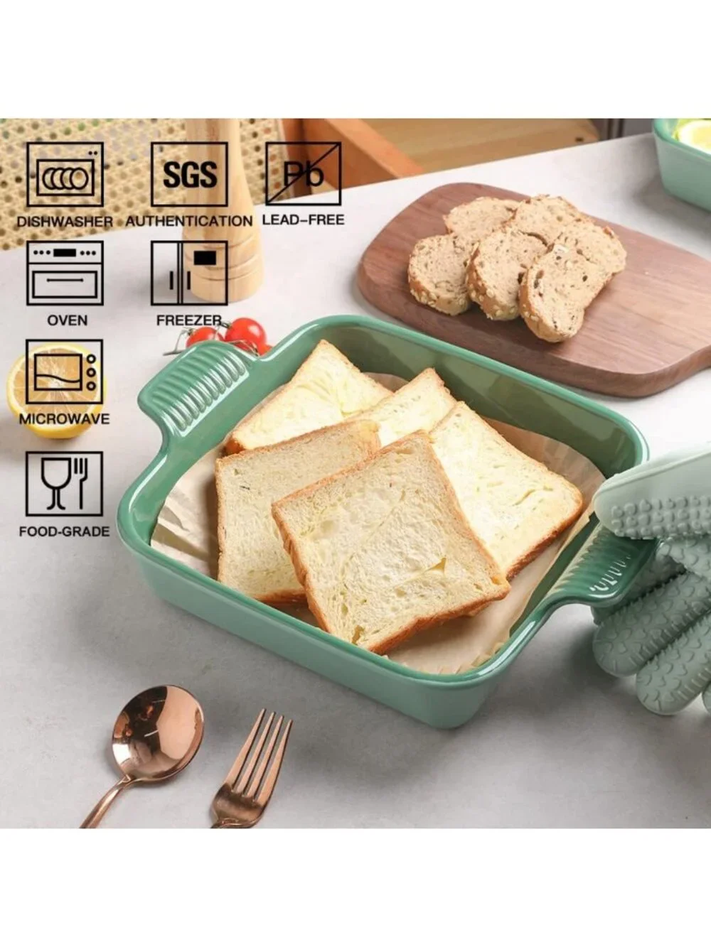 8x8 Ceramic Baking Dish - Square Bakeware for Brownies, Casseroles & Lasagna